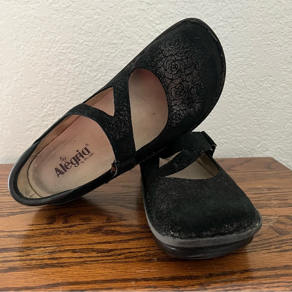 Alegria Dayna Pewter Fleurette Floral Mary Jane Platform Clogs EU 40